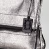 Olivia Harris Metallic Unzipped Foldover Messenger in Silver (metallic) - Lyst