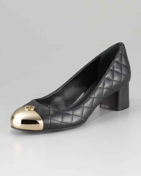 Tory Burch Kaitlin Quilted Metaltoe Pump in Black (irish moss) - Lyst