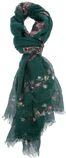 Alexander Mcqueen Floral Skull Scarf in Green (floral) - Lyst