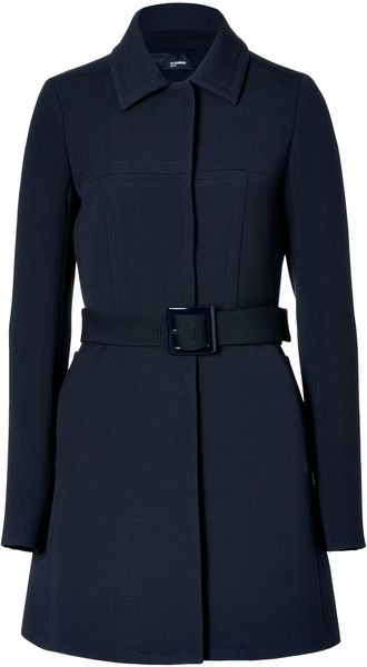 Jil Sander Navy Navy Belted Coat - Lyst