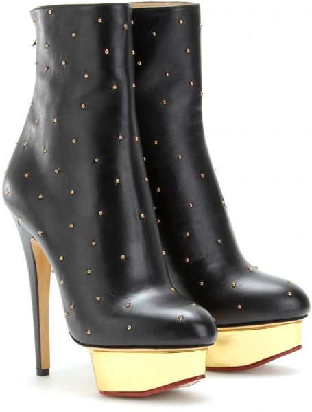 Charlotte Olympia Lucinda Leather Booties in Black - Lyst