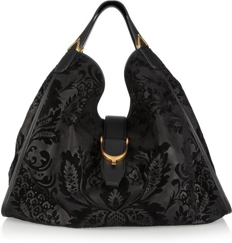 Gucci Flocked Suede Tote in Black | Lyst