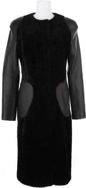 Marios Schwab Black Coat in Leather and Figured Velvet in Black - Lyst