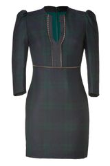 McQ by Alexander McQueen Blackwatch Tartan Mini Slash Neck Wool Dress
