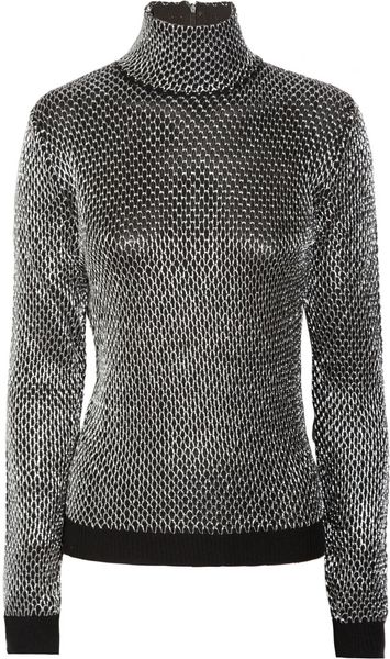 Versace Knitted Metallic Lattice Sweater in Black - Lyst