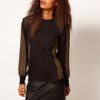Asos Collection Sweatshirt with Padded Sleeve in Black - Lyst