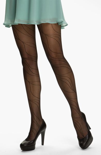 Calvin Klein Linear Spiral Control Top Pantyhose in Black - Lyst