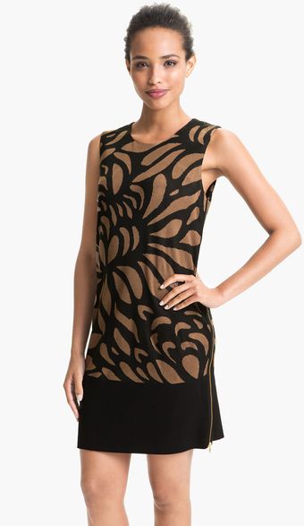 Taylor Dresses Intarsia Printed Shift Dress - Lyst