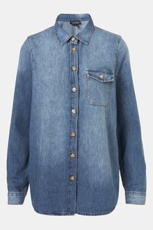Topshop Vintage Oversized Denim Shirt - Lyst