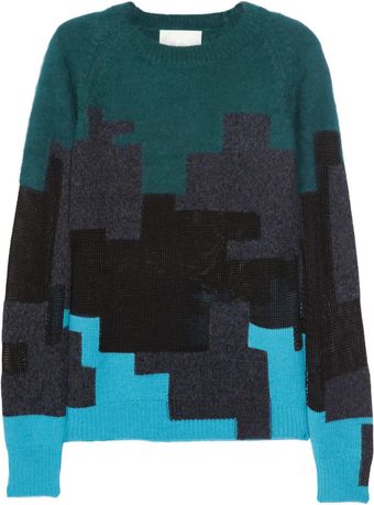 3.1 Phillip Lim Brindle Patchwork Knitted Sweater - Lyst