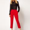 Asos Collection  Crepe Cropped Trousers in Red - Lyst