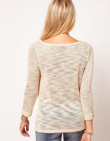 Asos Knitted Jumper with Peace Sign in Beige (cream) | Lyst