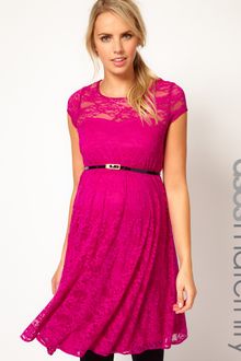 Asos Maternity Lace Skater Dress with Belt - Lyst