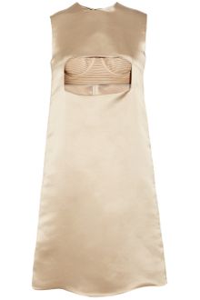 Esteban Cortazar Cutout Satin and Leather Bustier Dress - Lyst