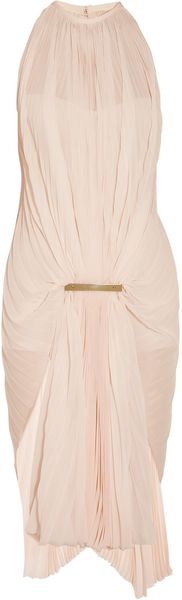 Esteban Cortazar Gathered AccordionPleated Chiffon Dress in Pink - Lyst