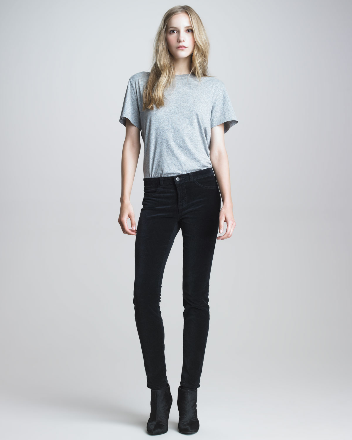 Lyst J Brand 801 Charcoal Velvet Skinny Jeans In Black