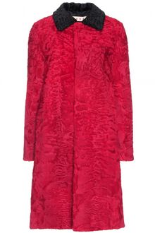 Marni Lamb Fur Coat with Contrast Collar - Lyst