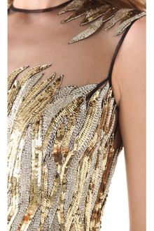Reem Acra Firebird Beaded Tulle Dress - Lyst