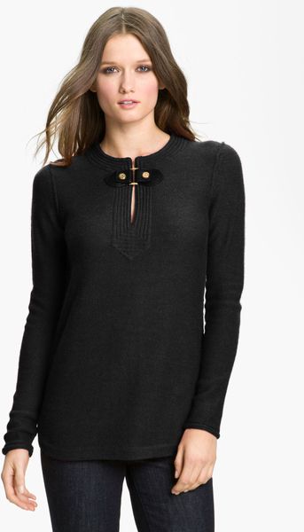 Tory Burch Mim Sweater Tunic in Black (black melange) - Lyst