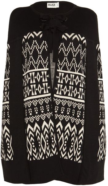 Alice By Temperley Lily Cape in Black (black/ivory) - Lyst