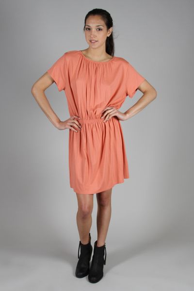 A.p.c. Smocked Dress in Orange - Lyst