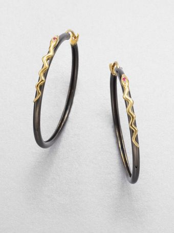 Elizabeth And James Twotone Embellished Snake Hoop Earrings - Lyst