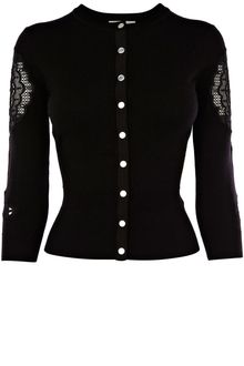 Karen Millen Lace Insert Signature Cardigan - Lyst