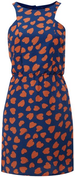 Madam Rage Heart Print Button Back Dress - Lyst