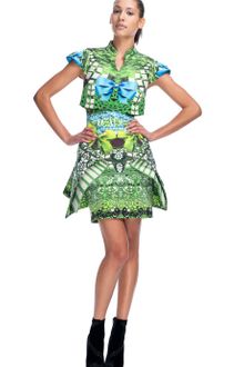 Mary Katrantzou Felted Tweed Coat with Knit Sleeves - Lyst