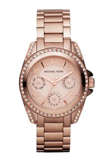 Michael Kors Minisize Blair Multifunction Glitz Watch Rose Golden - Lyst