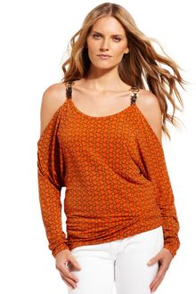 Michael Kors Dolmansleeve Cutoutshoulder Printed - Lyst