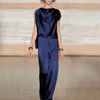 Temperley London Bicolour Long Carmel Drape Dress in Blue (navy/black) - Lyst