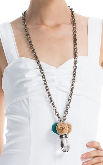 Tory Burch Accessories  Raffia Crystal Pendant Necklace - Lyst