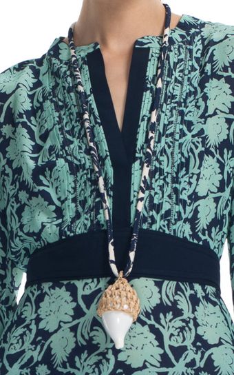 Tory Burch Accessories  Raffia Shell Pendant Necklace - Lyst