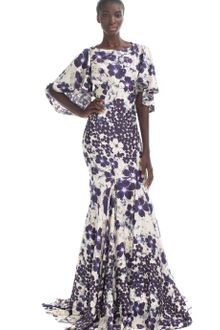 Zac Posen Resort Flutter Sleeve Floral Gown - Lyst