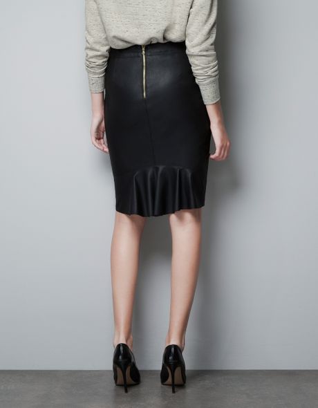 Zara Leather Pencil Skirt in Black