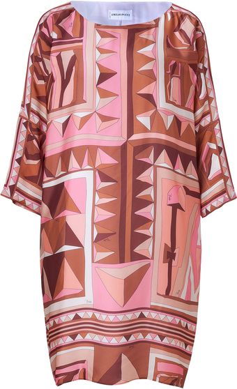 Emilio Pucci Rosecaramel Printed Silk Dress - Lyst