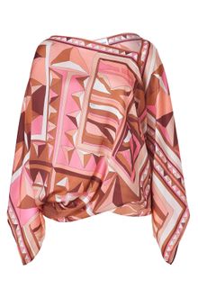 Emilio Pucci Rosecaramel Silk Printed Dolman Sleeve Top - Lyst