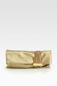 Jimmy Choo Chandra Metallic Leather Clutch - Lyst