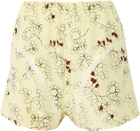 Marni Printed Silk Shorts in Yellow (lemon) - Lyst
