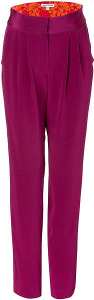 Sophie Theallet Dazzling Purple Piped Pleated Silk Pants - Lyst