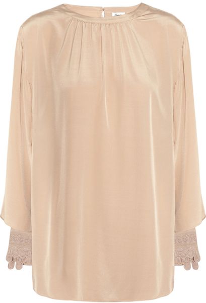 Temperley London Ravenna Bette Embroidered Silk Top in Beige (champagne) - Lyst