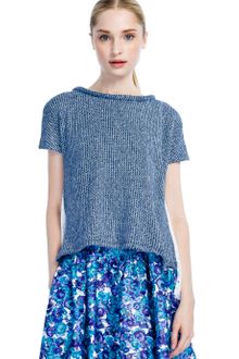 Thakoon Addition Ss Denim Knit Cape Back Top - Lyst