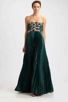 Theia Satin Strapless Gown - Lyst