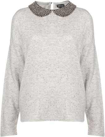 Topshop Bead Collar Sweat - Lyst