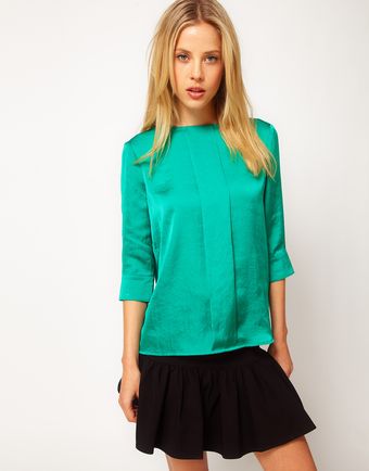 ASOS Collection Asos Top with Pleat Front and 34 Sleeve - Lyst