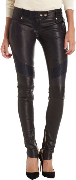 Balmain Leather Moto Pants in Black - Lyst