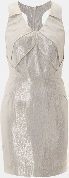 Topshop Origami Metallic Jacquard Dress - Lyst
