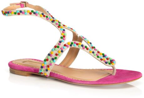 Aquazzura Candy Studs Caipiroska Sandal in Pink (hot pink) - Lyst