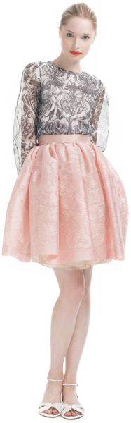 Honor Ss Pink Broken Stripe Jacquard Full Skirt - Lyst